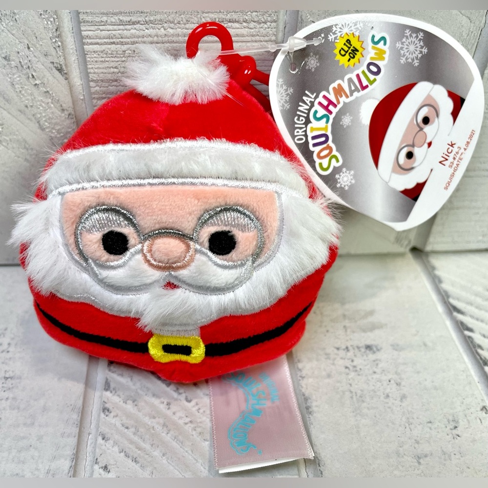 Squishmallow 3.5” Clip Christmas Squad Nick Santa Claus 2021 NWT Holiday Plush